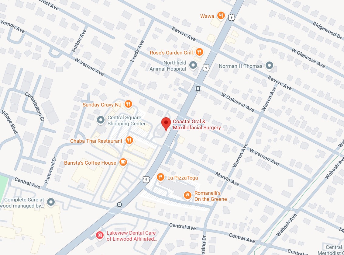 Map showing the office location at 197 New Rd, Linwood, NJ.